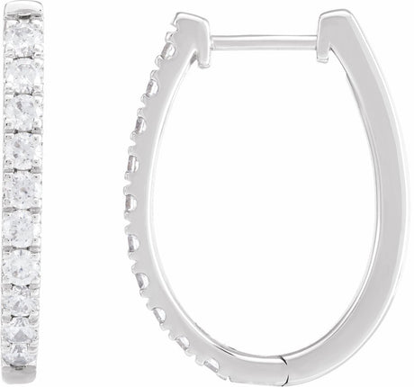 14K White Gold 9/10 CTW Lab-Grown Diamond Hoop Earrings