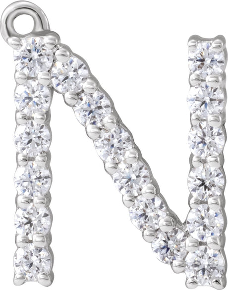 14K White 1/4 CTW Lab-Grown Diamond Initial N Dangle