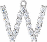 14K White 1/3 CTW Lab-Grown Diamond Initial W Dangle