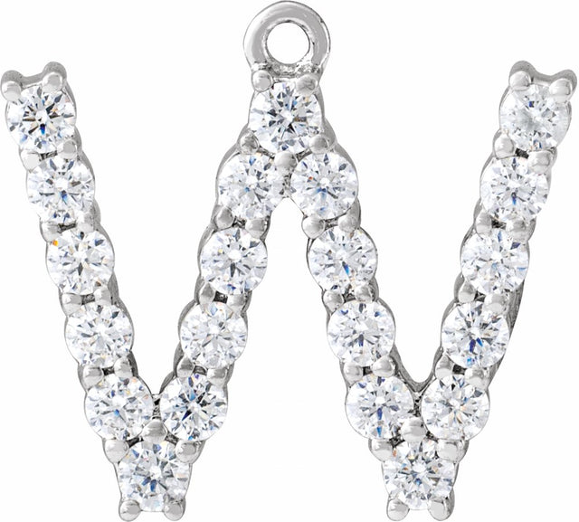 14K White 1/3 CTW Lab-Grown Diamond Initial W Dangle