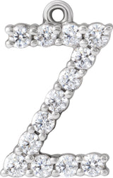 14K White 1/5 CTW Lab-Grown Diamond Initial Z Dangle