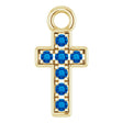 14K Yellow Petite Pavé™ Natural Blue Sapphire Cross Dangle