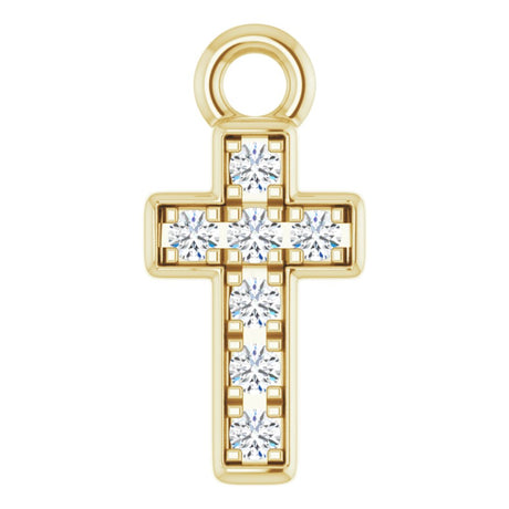14K Yellow Petite Pavé™ .04 CTW Natural Diamond Cross Dangle