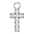 14K White Petite Pavé™ .04 CTW Natural Diamond Cross Dangle