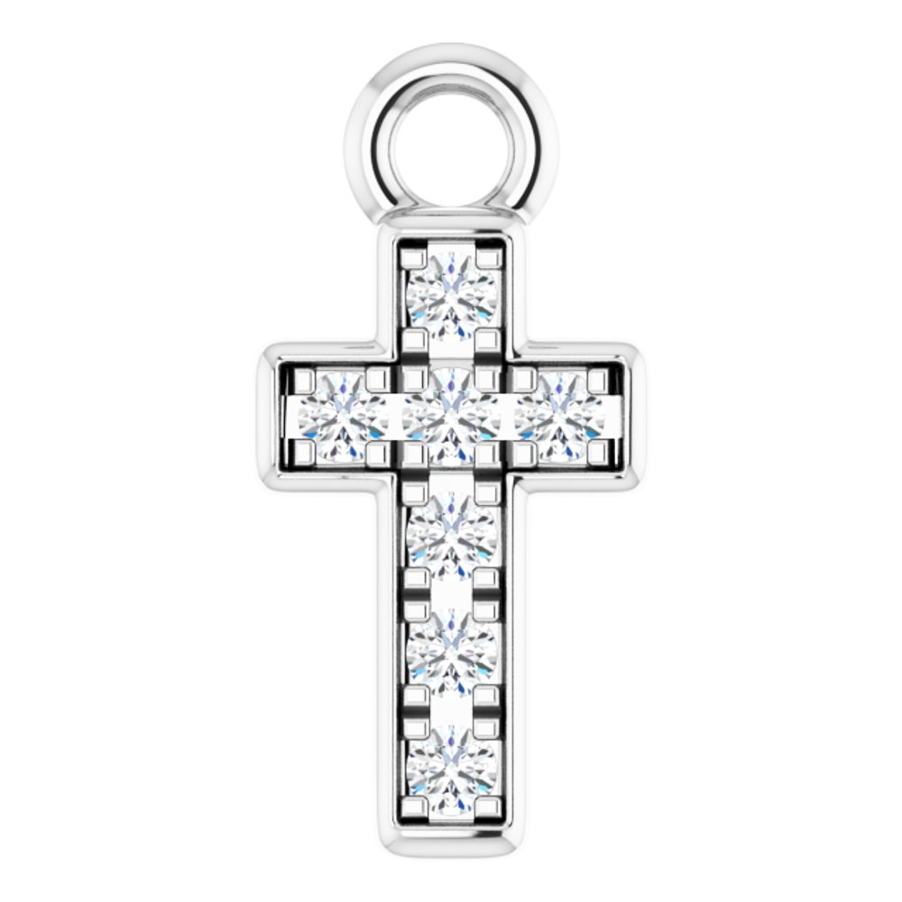 14K White Petite Pavé™ .04 CTW Natural Diamond Cross Dangle
