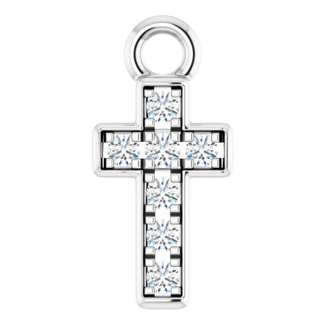 14K White Petite Pavé™ .04 CTW Natural Diamond Cross Dangle