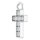 14K White Petite Pavé™ .04 CTW Natural Diamond Cross Dangle