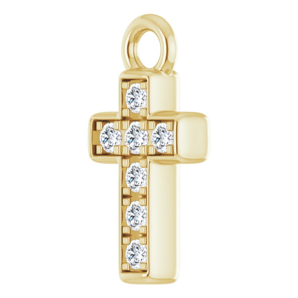 14K Yellow Petite Pavé™ .04 CTW Natural Diamond Cross Dangle