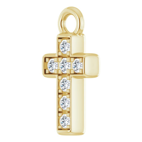 14K Yellow Petite Pavé™ .04 CTW Natural Diamond Cross Dangle