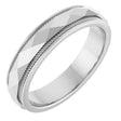 14K White 4 mm Milgrain Stepped-Edge Geometric Faceted Band Size 7