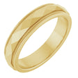 14K Yellow 4 mm Milgrain Stepped-Edge Geometric Faceted Band Size 10