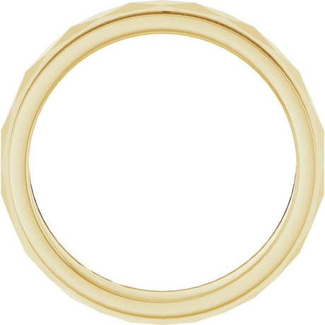 10K Yellow Gold 4 mm Milgrain Stepped-Edge Geometric Faceted Band Size 10