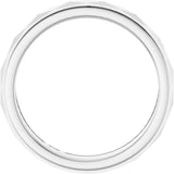 14K White 4 mm Milgrain Stepped-Edge Geometric Faceted Band