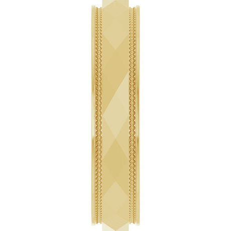 10K Yellow Gold 4 mm Milgrain Stepped-Edge Geometric Faceted Band Size 10
