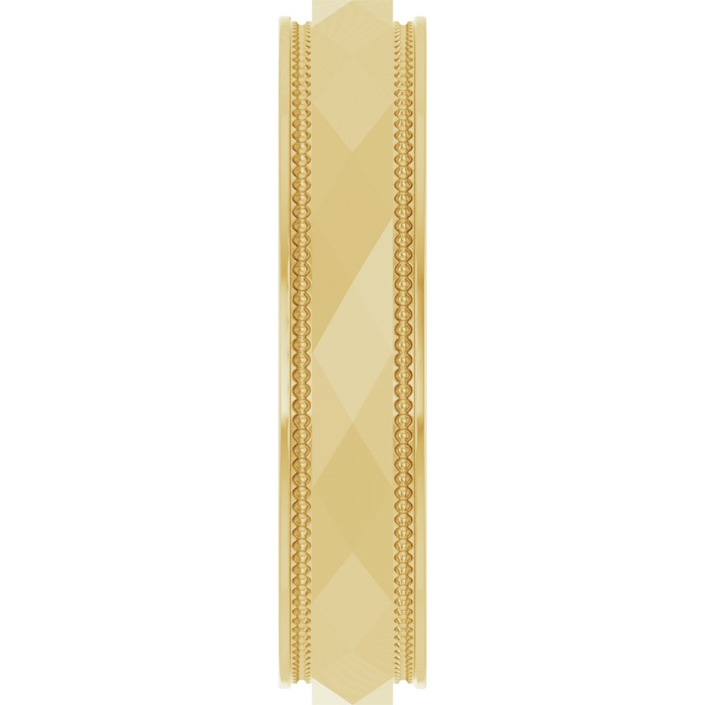 14K Yellow 4 mm Milgrain Stepped-Edge Geometric Faceted Band Size 10
