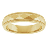 14K Yellow 4 mm Milgrain Stepped-Edge Geometric Faceted Band Size 10