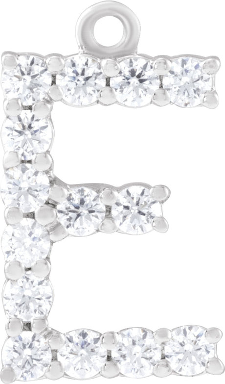 14K White 1/5 CTW Lab-Grown Diamond Initial E Dangle