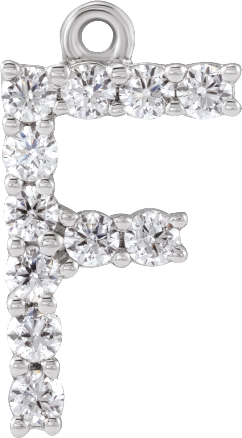 14K White 1/7 CTW Lab-Grown Diamond Initial F Dangle