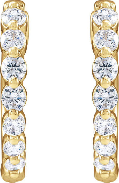 14K Yellow 1/2 CTW Lab-Grown Diamond Hoop Earrings