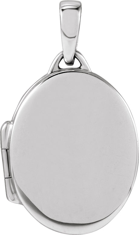 14K White Engravable Oval Locket