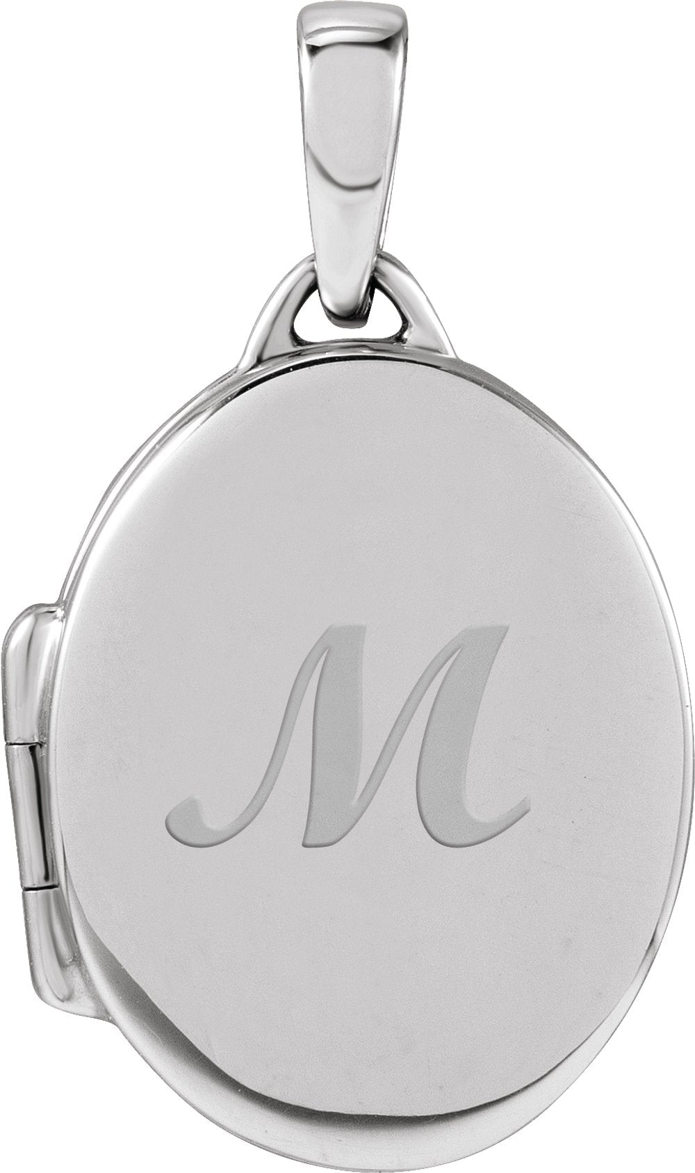 14K White Engravable Oval Locket