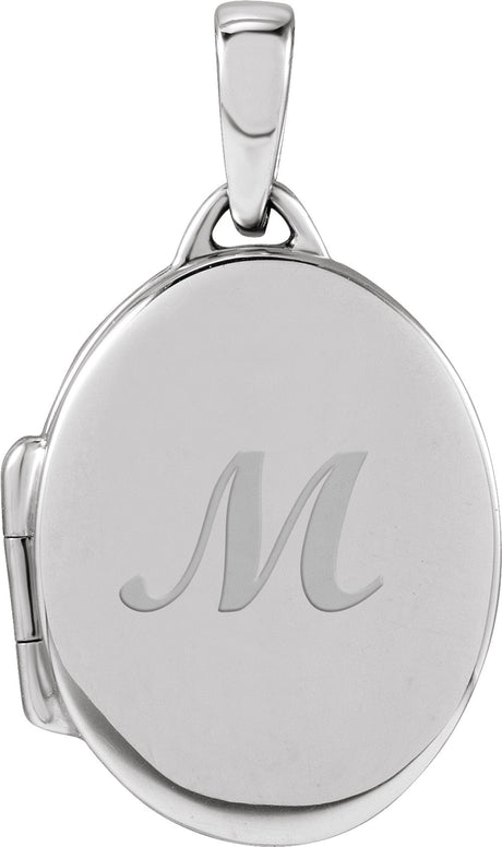 14K White Gold Engravable Oval Locket