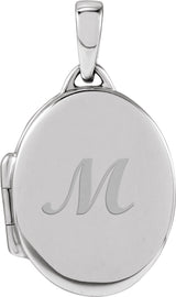 14K White Gold Engravable Oval Locket