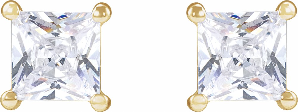 14K Yellow Gold 4.5 mm Square 1 CTW Lab-Grown Diamond Earrings