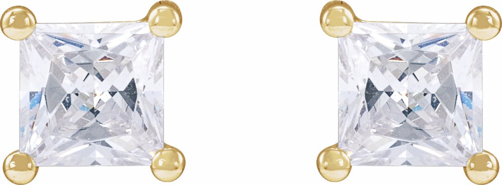14K Yellow Gold 2 mm Square 1/10 CTW Lab-Grown Diamond Earrings