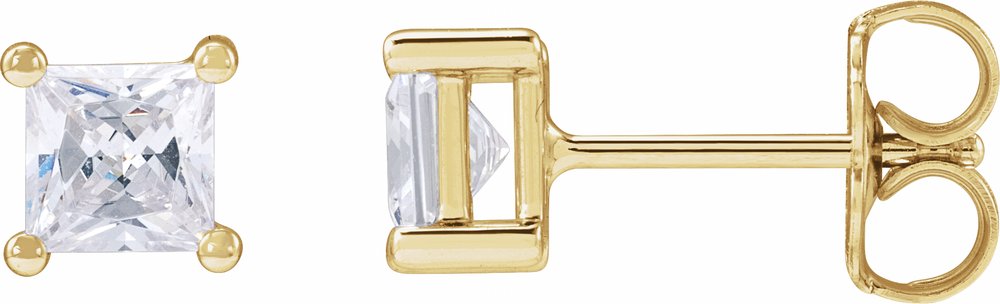 14K Yellow Gold 2 mm Square 1/10 CTW Lab-Grown Diamond Earrings