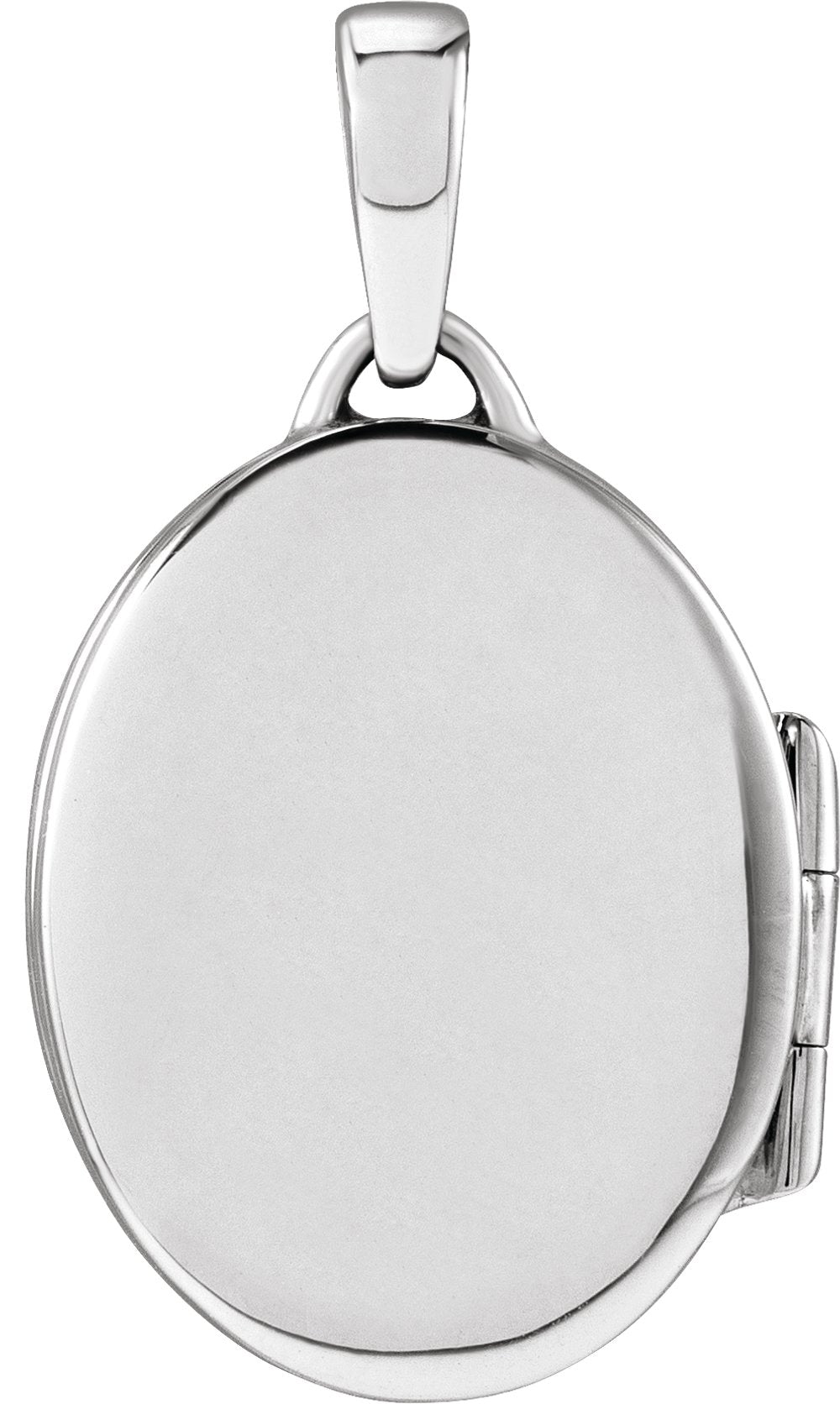 14K White Engravable Oval Locket