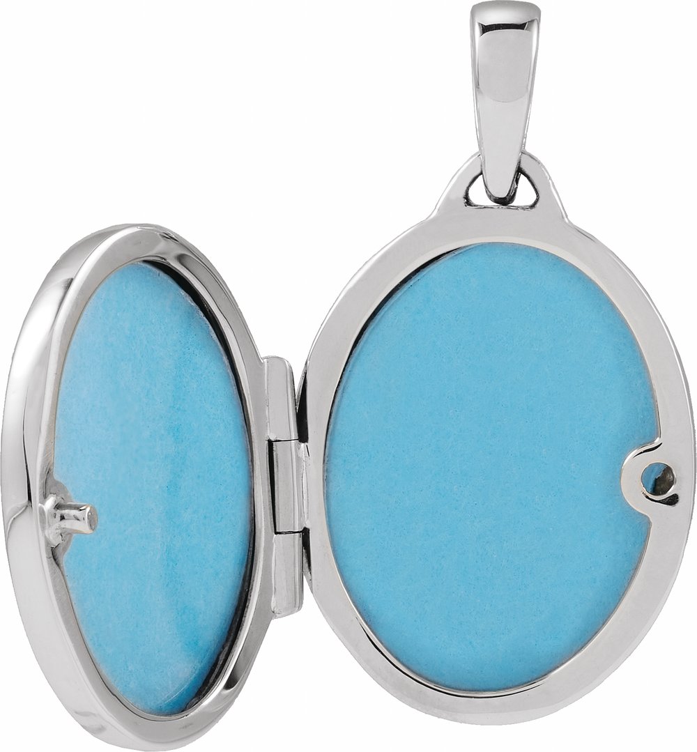 14K White Engravable Oval Locket