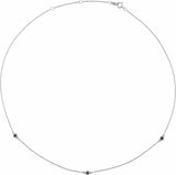 14K White Gold 1/5 CTW Natural Black Diamond 3-Station 16-18" Necklace