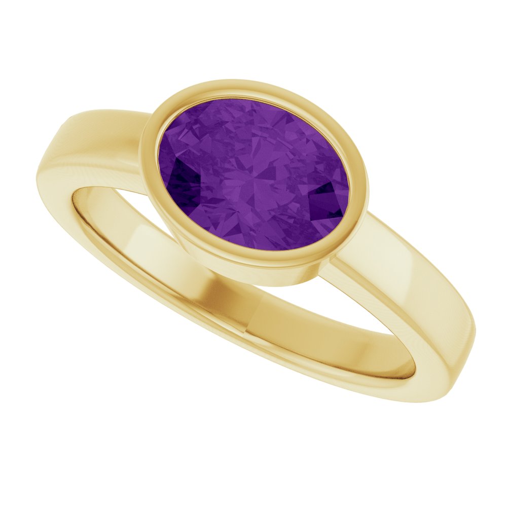 14K Yellow Natural Amethyst Ring