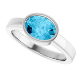 14K White Natural Aquamarine Ring