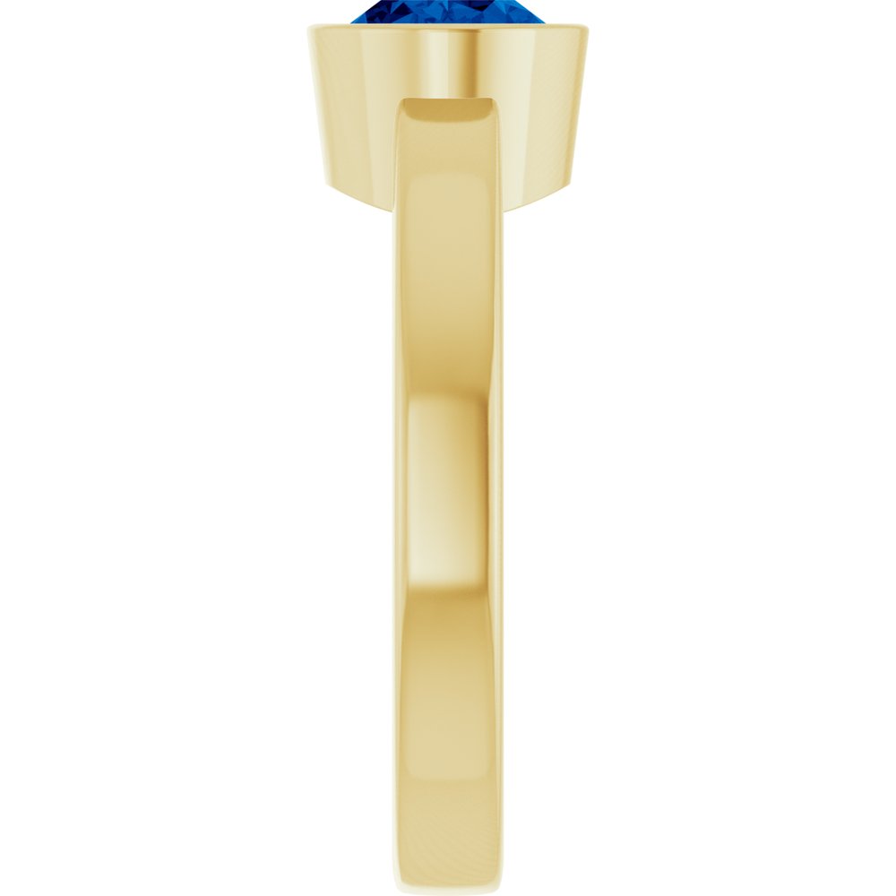 14K Yellow Gold Lab-Grown Blue Sapphire Ring