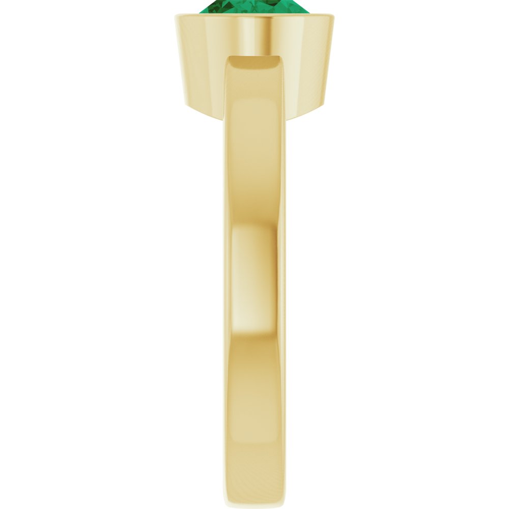 14K Yellow Gold Lab-Grown Emerald Ring