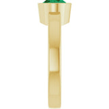 14K Yellow Lab-Grown Emerald Ring