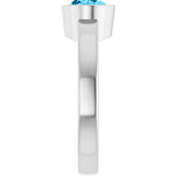 14K White Natural Aquamarine Ring