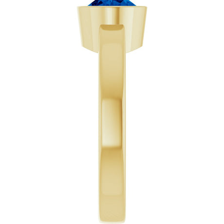 14K Yellow Gold Lab-Grown Blue Sapphire Ring