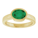 14K Yellow Gold Lab-Grown Emerald Ring