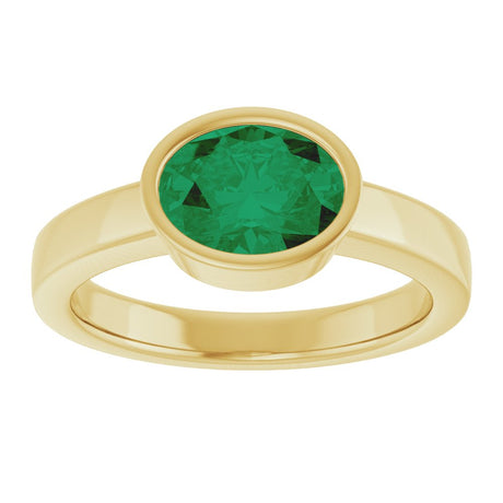 14K Yellow Gold Lab-Grown Emerald Ring