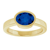 14K Yellow Gold Lab-Grown Blue Sapphire Ring