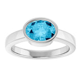 14K White Natural Aquamarine Ring