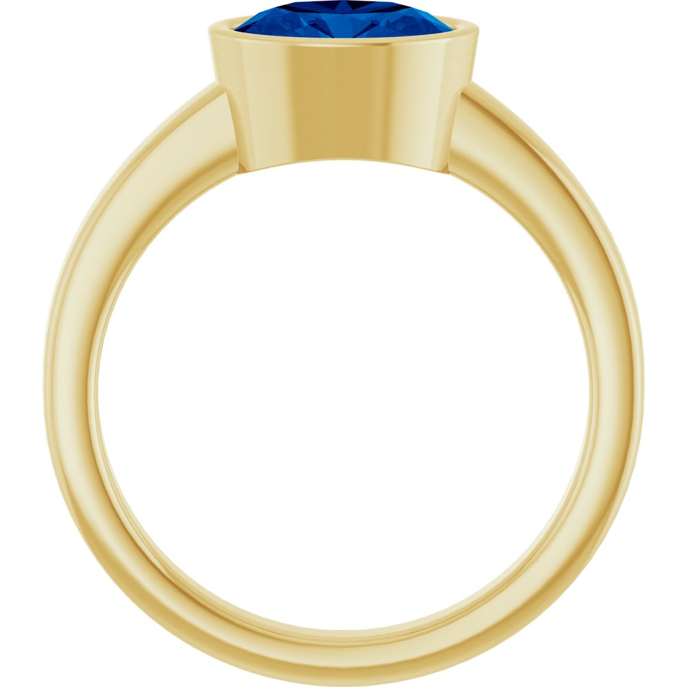 14K Yellow Gold Lab-Grown Blue Sapphire Ring