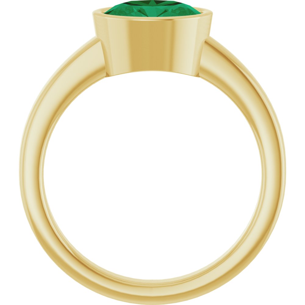 14K Yellow Gold Lab-Grown Emerald Ring