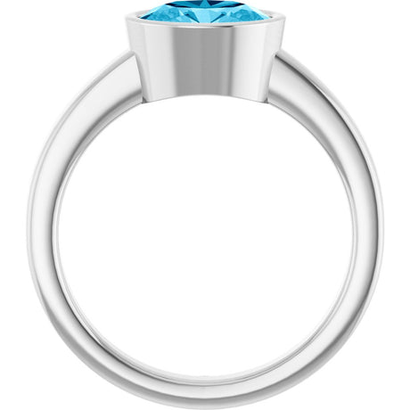 14K White Natural Aquamarine Ring