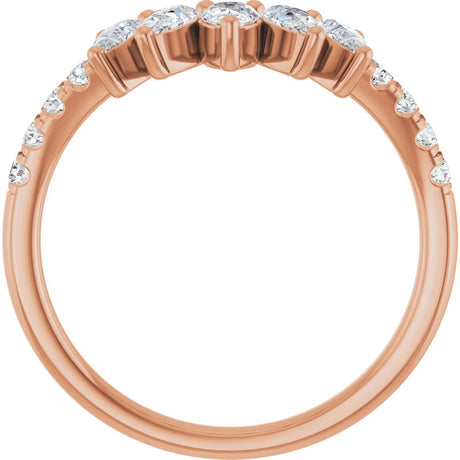 14K Rose 3/4 CTW Lab-Grown Diamond Contour Band