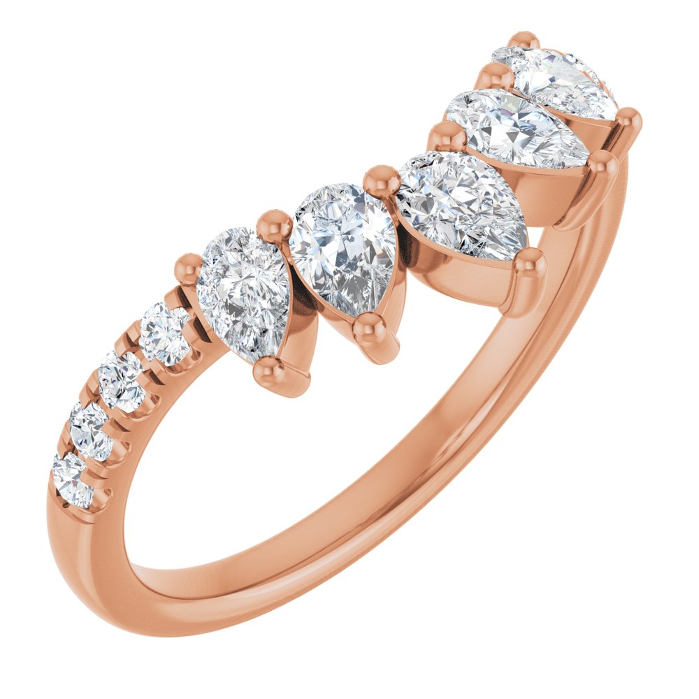 14K Rose 3/4 CTW Lab-Grown Diamond Contour Band
