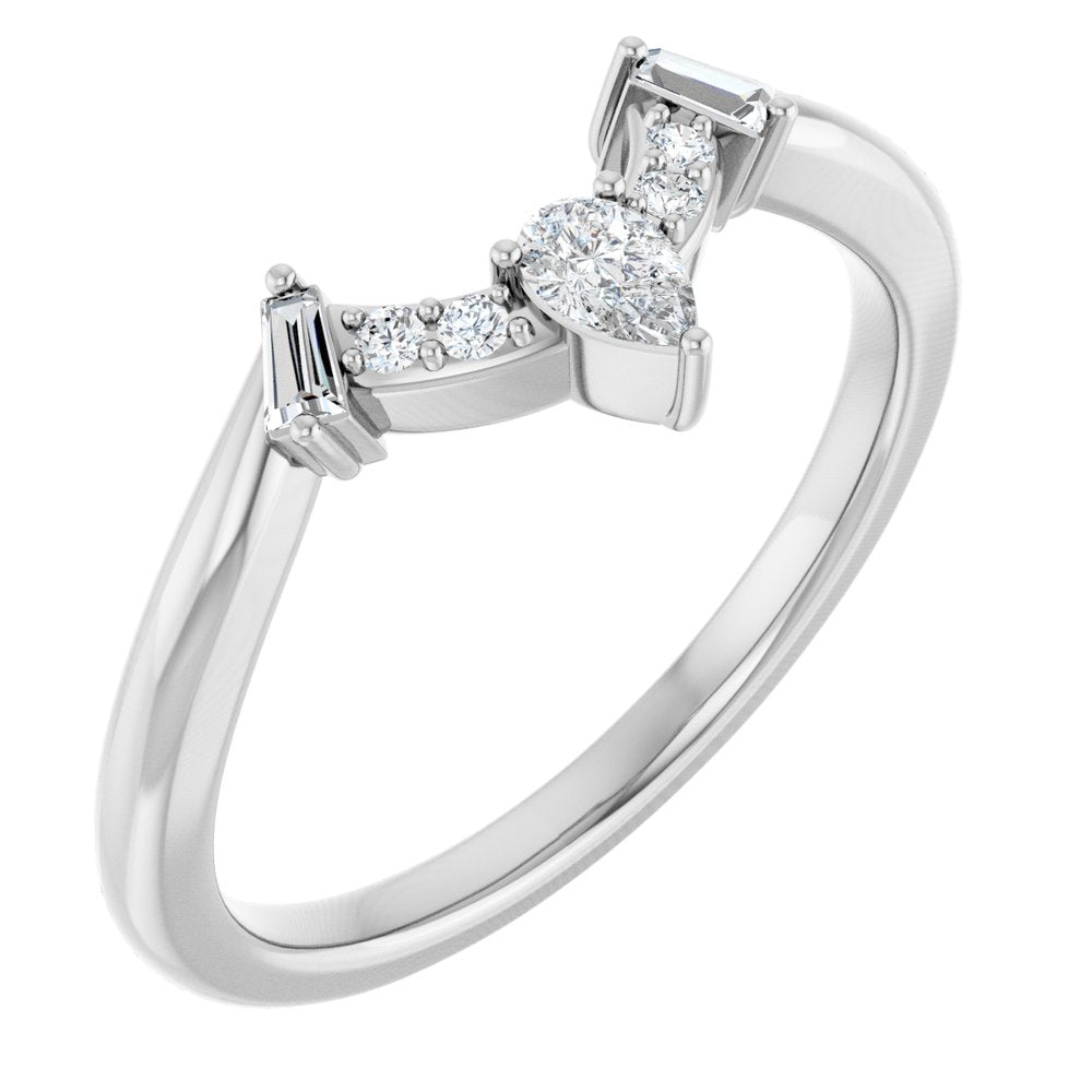 14K White Gold 1/5 CTW Natural Diamond Contour Band